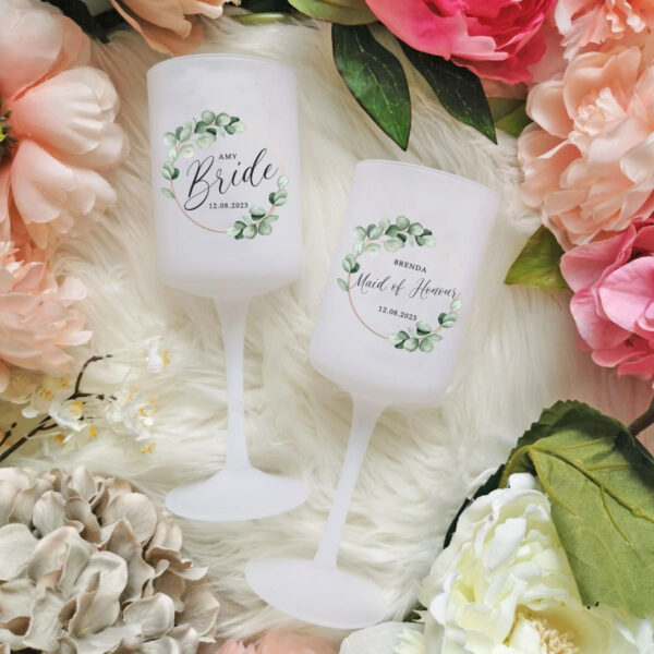 Eucalyptus Frosted Wine Glass