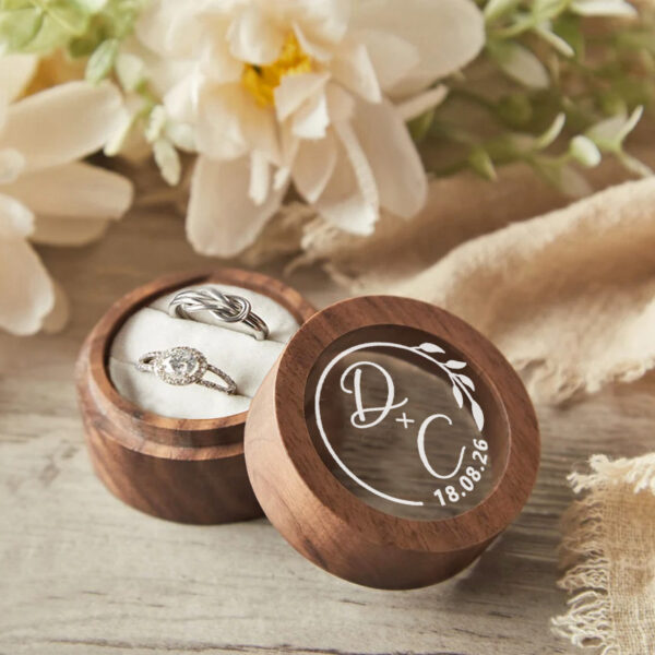 Round Wooden Ring Box