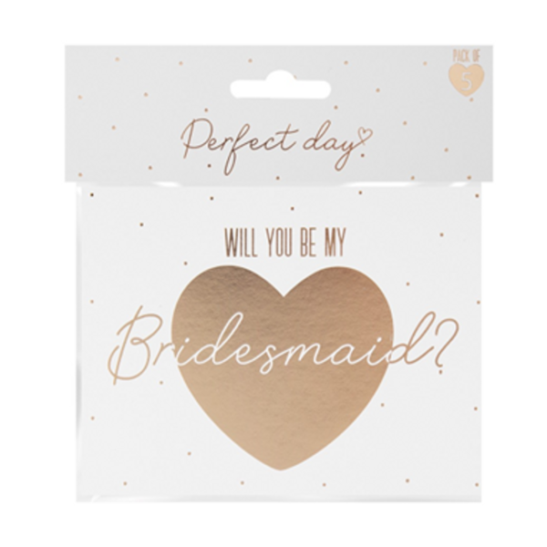 Gold and white Bridesmaid Cards (Pack of 5)