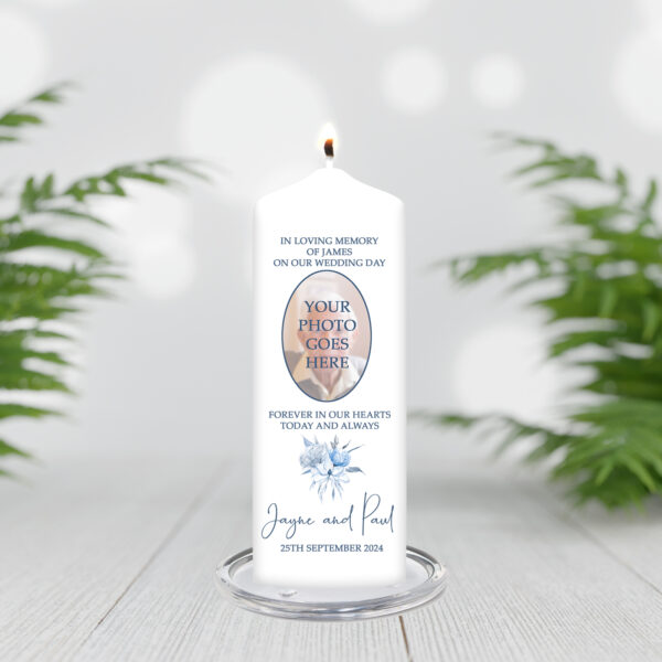 Dusty Blue Photo Remembrance Candle