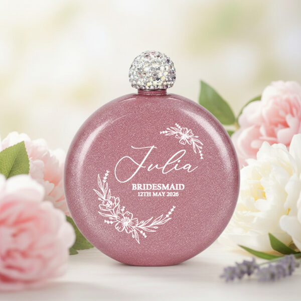 Bridal Party Pink Hip Flask