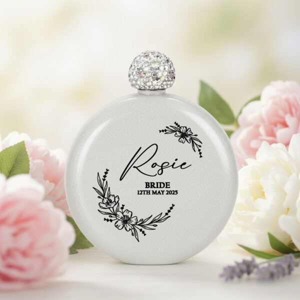 Bride White Hip Flask
