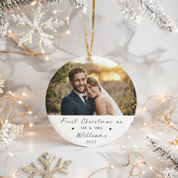First Christmas as... Round Photo Tree Decoration