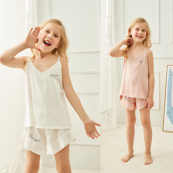 Kids Cami Satin Shorts Pyjamas Set