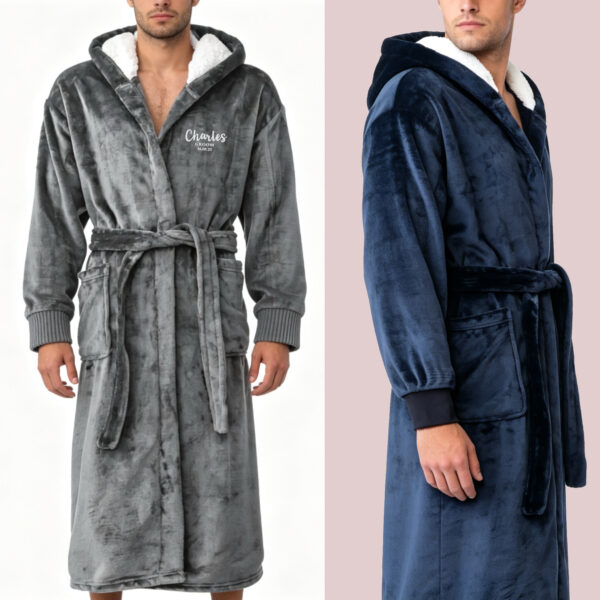 Mens Plush Hooded Robe