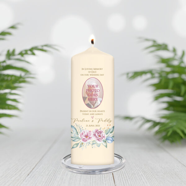 Soft Florals Photo Remembrance Candle